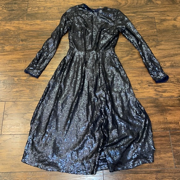 TFNC London Synthetic Long Sleeve Fit And Flare Sequin Midi Dress - Picture 2 of 7